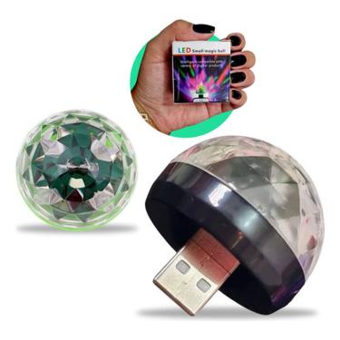 Imagem de Globo De Luz De Festa Usb Mini Bola Led Carro Discoteca Rgb
