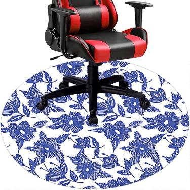 Imagem de Tapete de cadeira de escritório com flores, textura de flor, tapete de cadeira de mesa para piso de madeira de escritório em casa, protetor de piso de pilha baixa, redondo 119 cm