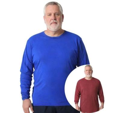 Imagem de Kit 2 Camisas Masculina Manga Longa Plus Size Malha Fria - Genérico, A