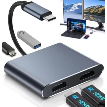 Imagem de Hub Hdmi para 2 Monitores, Adaptador Usb para Hdmi, Adaptador Usb-c para Hdmi, Usb C Para 2 Hdmi 4k 60Hz