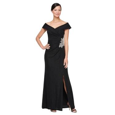 Imagem de Alex Evenings Vestido feminino tomara que caia, renda e lantejoulas elegante para mãe da noiva ou do noivo, Preto metálico, 50