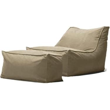 Imagem de Sxbcya Outdoor Impermeável Oxford Chaise Louge Pouf Cover O Filler Garde Beach Camp Sofá-cama Puff Salo Ottoma, White Gray, Empty cover