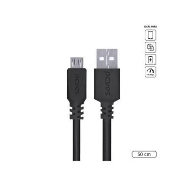 Imagem de Cabo Para Celular Smartphone Micro Usb Para Usb A 2.0 50 Cm Preto - Pm