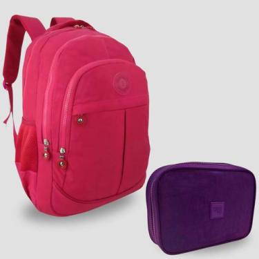 Imagem de Kit Escolar Bolsa Infantil e Estojo Box Feminino Kit Escolar Impermeáv