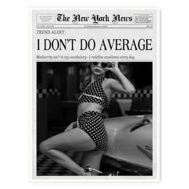 Imagem de Pôster de jornal retrô de arte de parede feminista de Nova York para meninas dormitório moderno capa de revista decoração tipografia para quarto ou bar carrinho parede - 28 x 35 cm pronto para