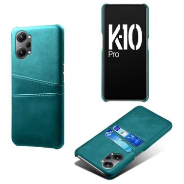 Imagem de Capas Compatível com OPPO K10 PRO,Caso de couro PU-Tampa de telefone a prova de choque com 2 slots de cartão,Proteção anti-impressão digital e anti-gota-Green