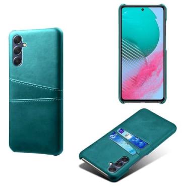 Imagem de Capa compatível com Samsung Galaxy M54 5G, capa de couro PU - Capa de telefone fina à prova de choque com 2 compartimentos para cartão, proteção anti-impressão digital e antiqueda, plástico de couro