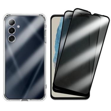 Imagem de Kit 2 Películas Anti-Espião Privacidade + Capa Antichoque Transparente com Bordas Reforçadas para Samsung Galaxy M35, Proteção Total