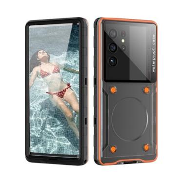 Imagem de Capa de telefone à prova d'água para Samsung Galaxy S23/ S23 Plus/S23 Ultra/S23 FE [tela sensível ao toque subaquática] com cordão, capa de mergulho impermeável profissional IPX8 para iPhone/Samsung