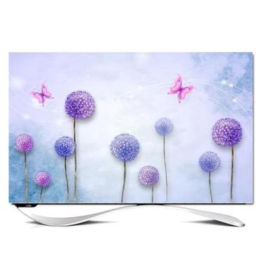 Imagem de Capa protetora de TV 81-203 cm, tecido jacquard ultrafino, elástico, à prova de poeira e design resistente a pelos de animais de estimação para Home Theater-Roxo||45-48 polegadas