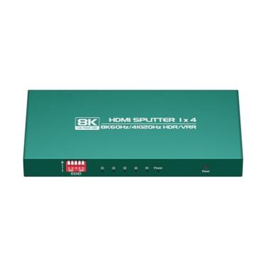 Imagem de Divisor HDMI 1 em 4 saídas 4K 120hz caixa de sincronização de luz | Gerenciamento EDID | Funciona com Xbox/PS5/PS4/Blu-Ray Player/cartão de captura | Home Theater/Office VRR HDR10+ HDCP 2.3