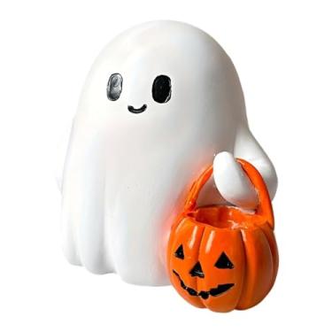 Imagem de Ｂｅｓｇａ Estatueta de fantasma fofa, pequena escultura, ornamento de mesa, decoração de Halloween para prateleira, quarto, estante, sala de estar, lareira