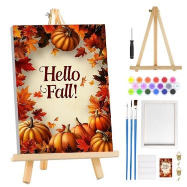 Imagem de MOGTAA Kit de pintura de abóbora de outono por números para adultos iniciantes com moldura, kits de pintura por números em tela com cavalete, kits de pintura a óleo DIY fáceis para decoração de casa