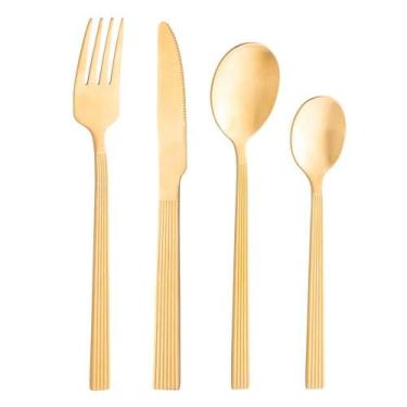 Imagem de Faqueiro 16 Peças de Aço Inox Athenas Dourado - Lyor