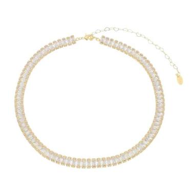 Imagem de Choker piuka taylor média zircônias baguete cristal folheada a ouro 18