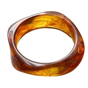 Imagem de KIFEDSLJ Pulseira de resina acrílica colorida com placa de acetato de tartaruga grossa grossa e larga para mulheres, diameter:6.5cm, Resina, Sem pedra