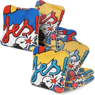 Imagem de RVRAYS Sacos Cornhole Conjunto de 8 Sacos de Cornhore Profissionais Regulação Slick and Stick Bean Bags para Cornhole Game Changer Sacos Cornhole com Sacos de Armazenamento Sim