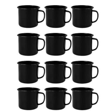 Imagem de Kit 12 Canecas Esmaltadas Rustica 80ml Café Retro Multiuso - STORE SHA