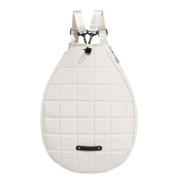 Imagem de simhoa Bolsa de ombro para raquete de tênis e badminton, mochila leve com grande espaço, Branco