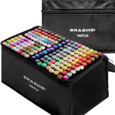 Imagem de Canetinhas Coloridas Marca Texto Ponta Dupla [168 Cores] Premium