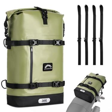 Imagem de Gurblofy Bolsa para selim de motocicleta, bolsa traseira impermeável de 30 L, bolsa de viagem de 2 tamanhos e 3 opções de cores, bolsa de PVC, bolsa de assento traseiro, verde campo GT-30GN