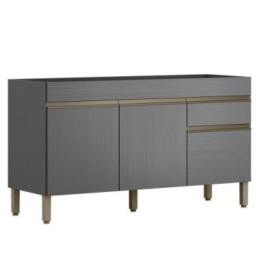 Imagem de Balcao Para Pia 3 Portas 1 Gaveta 150 cm Line KTP - Kits Paraná, Gris