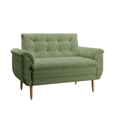Imagem de Poltrona Namoradeira Xangai Bouclé Verde Oliva
