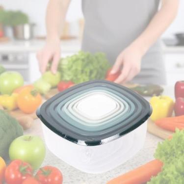 Imagem de Conjunto 7 Potes Quadrado de Plástico com Tampa Utensílio Doméstico Co