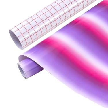 Imagem de Tintnut Rolo de vinil permanente gradiente - Vinil adesivo permanente com estampa ombré roxa e vermelha de 30,5 cm x 1,5 m para máquina de corte, folhas à prova d'água para decoração de casa