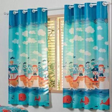 Imagem de Cortina Infantil Blackout Santista 280CmX180Cm Azul Piratas, Azul
