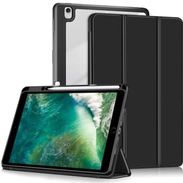 Imagem de Yiernuo Capa compatível com iPad 9 8 7 geração 10,2 polegadas 2021 2020 2019, iPad Air 3 geração 10.5 2019, iPad Pro 10.5 2017, capa anticolisão com ativar/hibernar automaticamente, preta