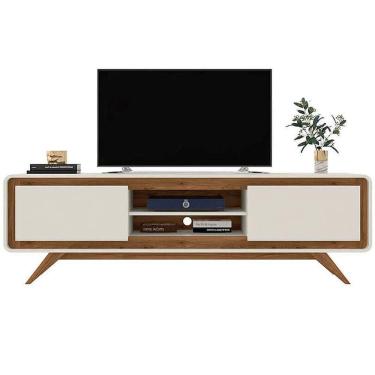 Imagem de Rack Channel 220cm para TV até 65 Polegadas 2 Portas Fabrimóveis Cor Off White Nature