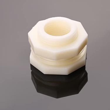 Imagem de 2 peças de acessórios para tanque de água, anteparo de PVC, conector de barril de água, adaptador de encaixe para barril de chuva, aquário, tanque de água, piscina (fêmea 1/5.1 cm (20 mm), branco)