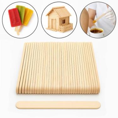 Imagem de Kit 500 Palito De Picolé Madeira Multiuso Artesanato Multiuso Redondo 