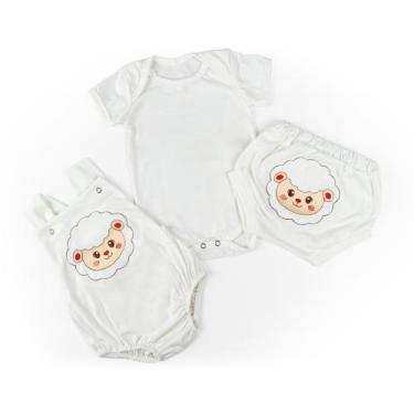 Imagem de Conjunto Para Bebê de Bichinhos 3 Peças Body Menino e Menina Bordado R