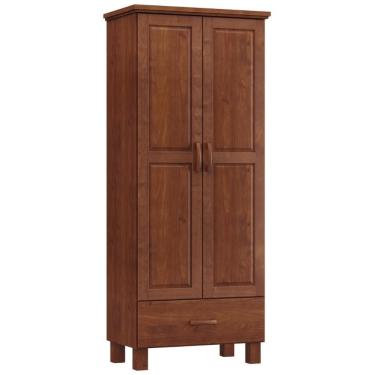 Imagem de Guarda Roupa Solteiro 2 Portas 1 Gaveta Madeira Maciça Selena F06 Imbuia - Lyam Decor
