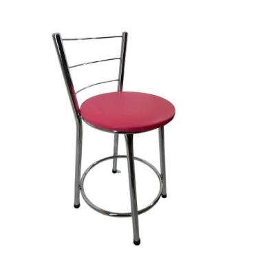 Imagem de Banqueta Banco Baixa Encosto Bar Balcão Cozinha Cromada - FortMix, Ros