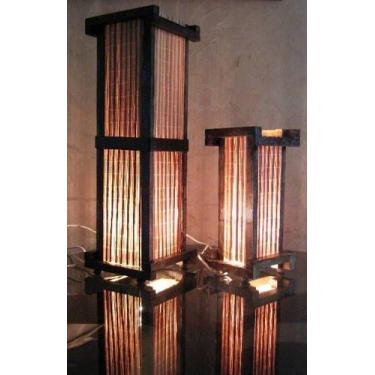 Imagem de Kit abajur de mesa japonês oriental 2 peças sala quarto pousada hotel 