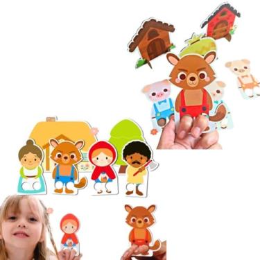 Imagem de Kit Dedoche Fantoche Infantil, Três Porquinhos + Chapeuzinho Vermelho