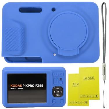 Imagem de SZHSYJY Capa para acessórios Kodak PIXPRO FZ55, FZ55, capa protetora de silicone macio, capa de lente removível, vem com 2 protetores de tela e 1 alça de pulso. (azul)