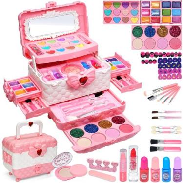 Imagem de Kit de maquiagem ROKKES para meninas de 3 a 12 anos - 57 peças