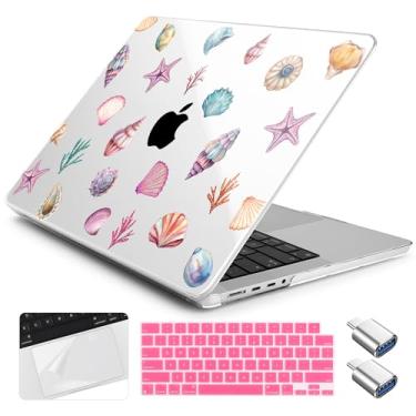 Imagem de Yebiseven Capa para MacBook Pro M4 de 14 polegadas 2025 2024 2023 2021 modelo A3112/A3401/A3185/A2918/A2992/A2779/A2442 M3 M2 M1, capa rígida com capa de teclado + película trackpad + adaptador OTG