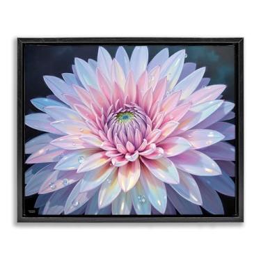 Imagem de Stupell Industries Dew Kissed Pink Chrysanthemum Black Framed Floater Canvas Wall Art Design por Tabz Jones, 25 x 31