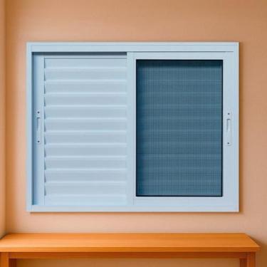 Imagem de Janela Veneziana com Tela Mosquiteira 150x100cm Vidro de Segurança 6cm