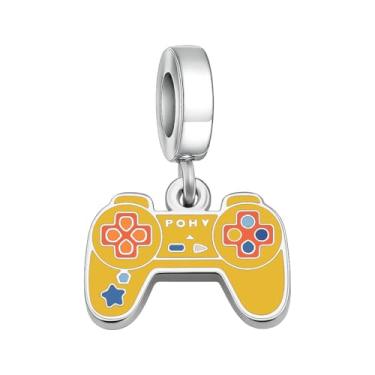 Imagem de BlingNuts Pingente amarelo para controle de jogos compatível com pulseiras Pandora Charms Ps5 Xbox Game Gifts