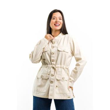 Imagem de Jaqueta Parka De Linho Premium Lançamento - Restrito Jeans, 46, Bege