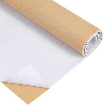 Imagem de BENECREAT Entretela de algodão autoadesiva de 19,4 x 41 polegadas, tecido de interface de costura branca para acolchoamento, acessórios de costura, enchimento de algodão, 2 mm de espessura - 300 g