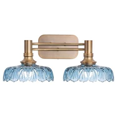 Imagem de Luminária vintage para banheiro com 2 luzes de banheiro com arandelas de parede de vidro cinza para corredor, sala de estar, quarto, entrada