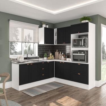 Imagem de Cozinha 6 Peças com Rodapé Pérola Yescasa Preto/Branco