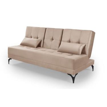 Imagem de Sofa cama colorado reclinavel com mesinha porta copos tecido suede - T
